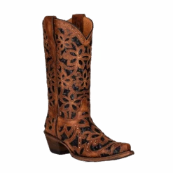 Corral Boots Corral Youth Embroidery & Studs With Tan & Black Inlay Boots T0133