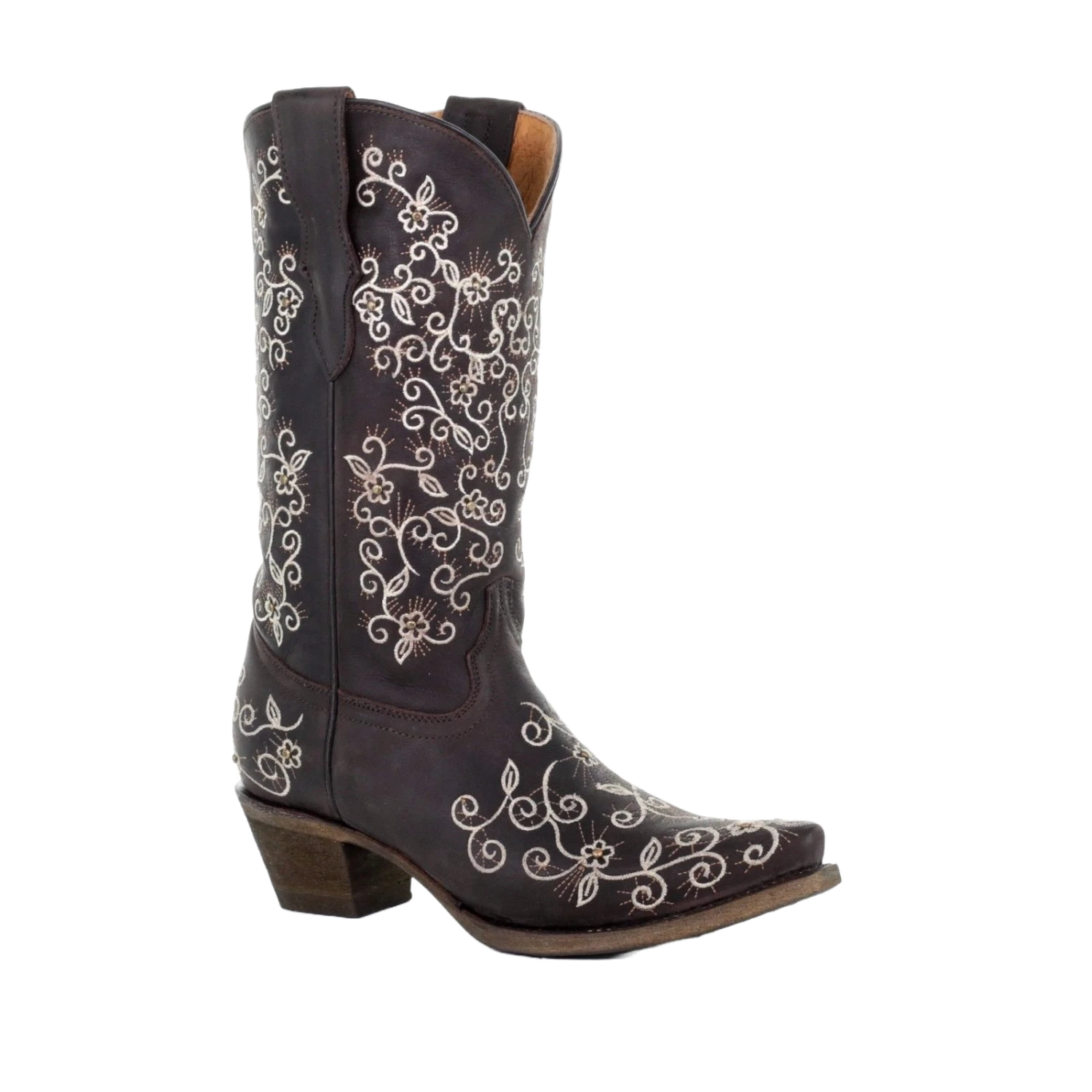 Corral Boots Corral Children's Brown Floral Embroidered Boot E1309 1 Corral Boots Corral Children's Brown Floral Embroidered Boot E1309