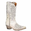 Corral Boots Corral Teens White Glitter Inlay & Embroidery Wedding Boots T0021