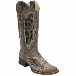Corral Boots Corral Ladies Brown/Black Wing & Cross Sequence Square Toe Boots A1197