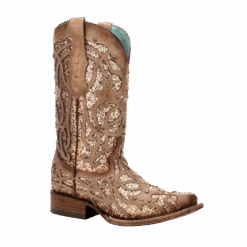 Corral Boots Corral Ladies Marsha Square Orix Glittered Inlay & Studs Boots C3275
