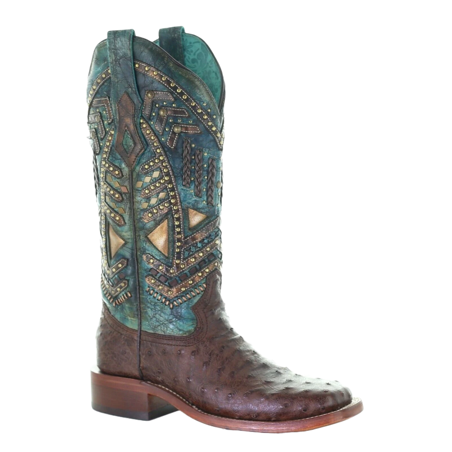 Corral Boots Corral Ladies Brown & TurquoiseEmbroidery & Studs Boots A4059 1 Corral Boots Corral Ladies Brown & TurquoiseEmbroidery & Studs Boots A4059