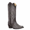 Corral Boots Corral Ladies Black & Grey Inlay Embroidery & Studs Boots A3320