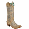 Corral Boots Corral Ladies Scarlett Bone Glitter Overlay Embroidery & Crystals Boots C3356