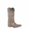 Corral Boots Corral Ladies Taupe Flowered Embroidery & Crystal Studs Boots E1520