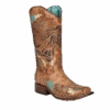 Corral Boots Corral® Ladies Sand Horse Inlay And Multicolor Square Toe Boots A4266