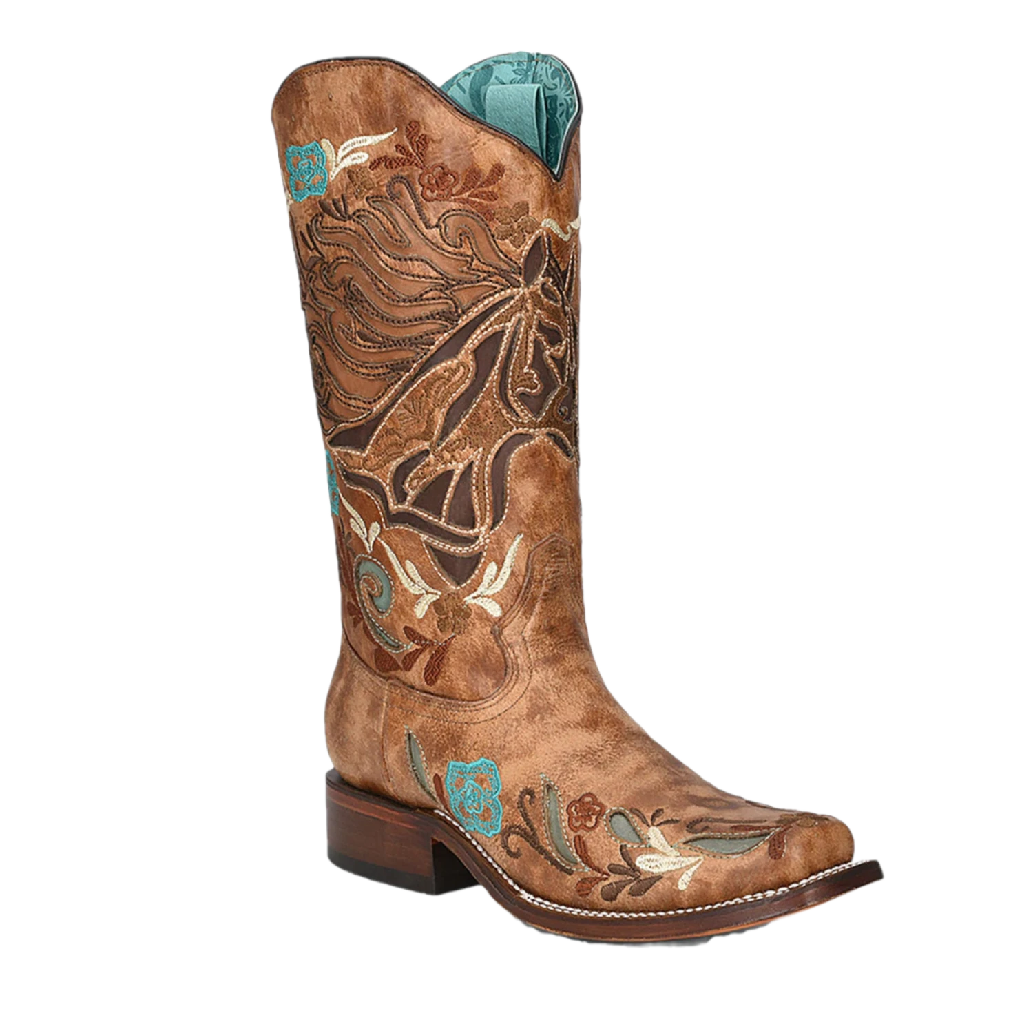 Corral Boots Corral® Ladies Sand Horse Inlay And Multicolor Square Toe Boots A4266 1 Corral Boots Corral® Ladies Sand Horse Inlay And Multicolor Square Toe Boots A4266