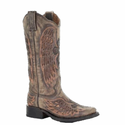 Corral Boots Corral Ladies Sand Wings & Cross Inlay Motorcycle Boots A3727