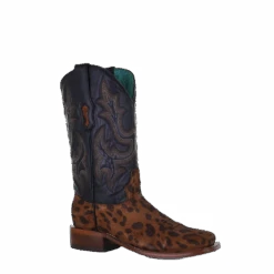 Corral Boots Corral Ladies Camel Leopard & Black Embroidery Square Toe Boots A4144