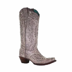 Corral Boots Corral Ladies Glitter Butterfly Inlay Light Brown Snip Toe Boots A4088