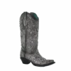 Corral Boots Corral Ladies Grey With Silver Inlay & Studs Embroidered Boots A3939