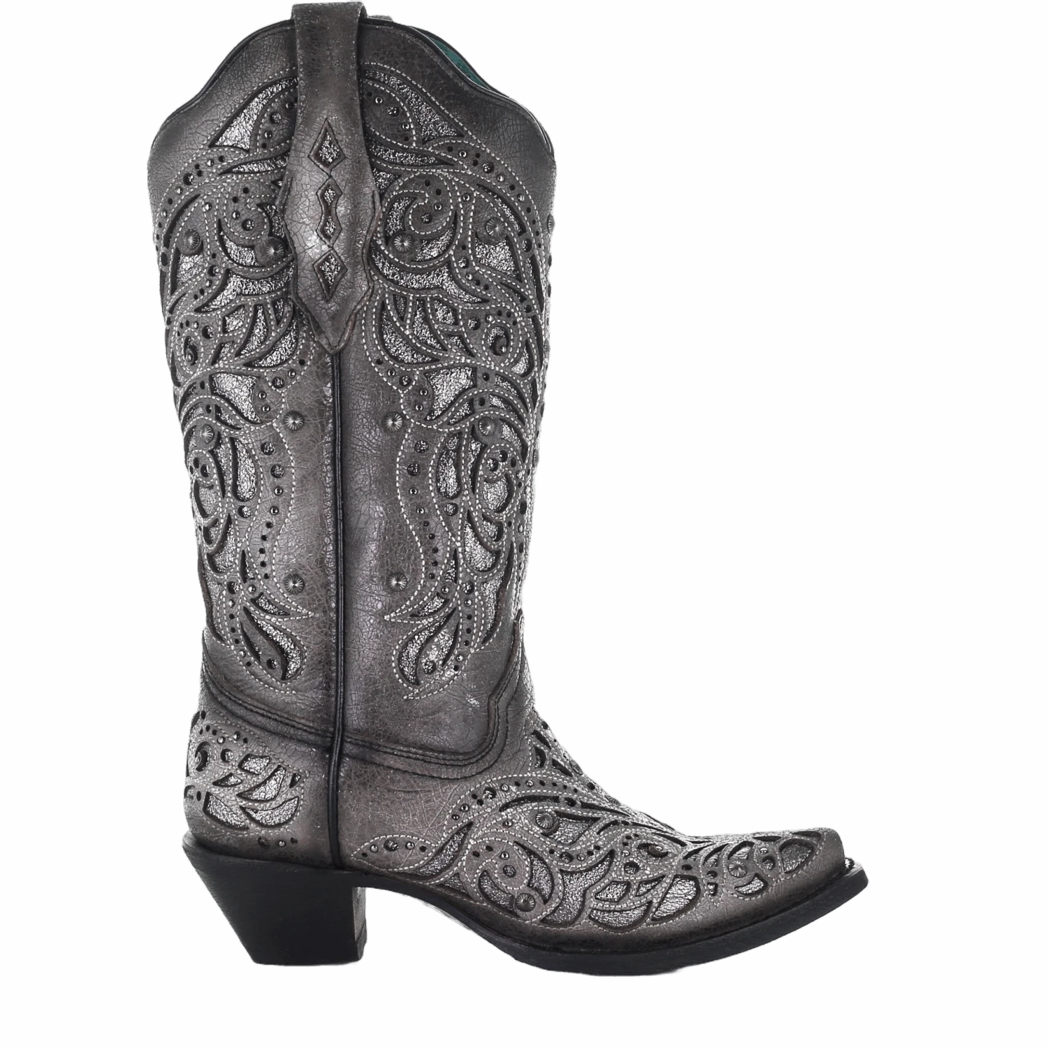 Corral Boots Corral Ladies Grey With Silver Inlay & Studs Embroidered Boots A3939 2 Corral Boots Corral Ladies Grey With Silver Inlay & Studs Embroidered Boots A3939 - Image 2