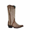 Corral Boots Corral Ladies Bone Lamb Glitter Overlay & Embroidery Boots C3763