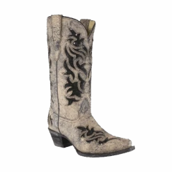 Corral Boots Corral Ladies Bone & Black Glitter Inlay Boots E1237