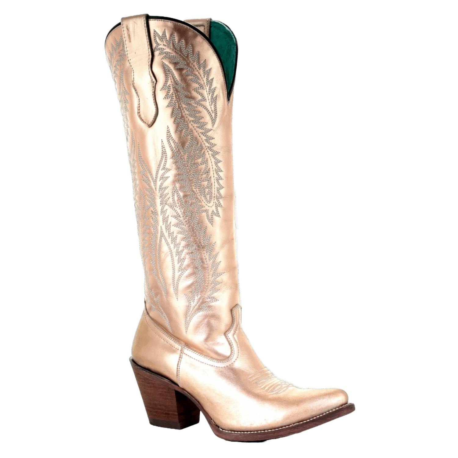 Corral Boots Corral Ladies Gold Metallic Embroidery Tall Zip Knee-High Boots E1380 1 Corral Boots Corral Ladies Gold Metallic Embroidery Tall Zip Knee-High Boots E1380
