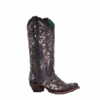 Corral Boots Corral Ladies Embroidery & Stud Black & Honey Inlay Boots A4124
