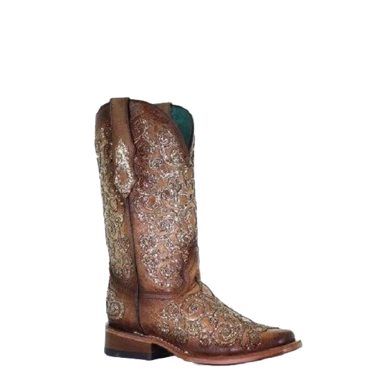 Corral Boots Corral Ladies Saddle Overlay & Embroidery Square Toe Boots C3772 1 Corral Boots Corral Ladies Saddle Overlay & Embroidery Square Toe Boots C3772