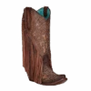 Corral Boots Corral Ladies Studs & Fringed Chocolate Laser & Embroidery Boots C3765