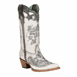 Corral Boots Corral® Ladies White & Silver Embroidered Point Toe Boots C3935