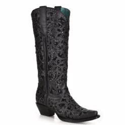 Corral Boots Women’s Corral Western Boots Black Full Inlay Handcrafted