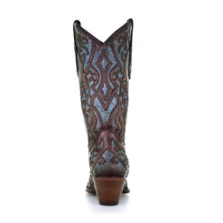 Corral Boots Corral Ladies Turquoise & Brown Embroidery & Studs Leather Boots C3750 -Corral Boots d27700ce3b68d3345e3c6fd27c31f8ad
