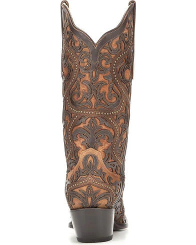Corral Boots Corral Ladies Brown Full Overlay And Stud Boots G1309 4 Corral Boots Corral Ladies Brown Full Overlay And Stud Boots G1309 - Image 4