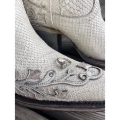Corral Boots Corral® Ladies "Anna" White Python Overlay & Embroidery Wedding Boots A4357 -Corral Boots ringsquare