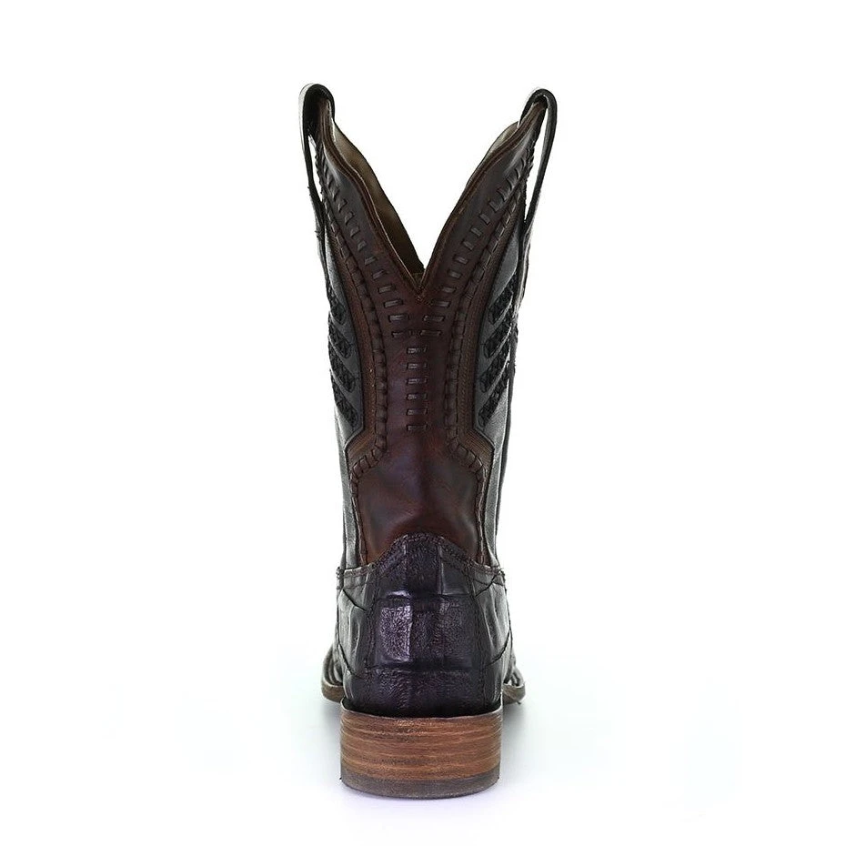 Corral Boots Corral Men's Oil Brown Caiman Embroidered Square Toe Boots A3878 3 Corral Boots Corral Men's Oil Brown Caiman Embroidered Square Toe Boots A3878 - Image 3